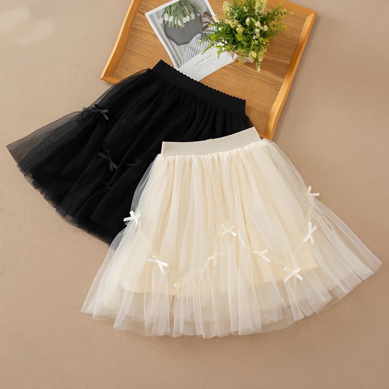 Girls' Princess Bow Skirt Puffy Veil Style for Summer