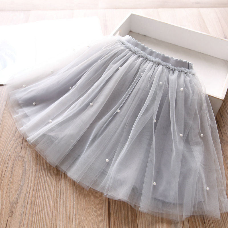 Girls' Cotton Lined Mesh Cake Skirt Princess Style