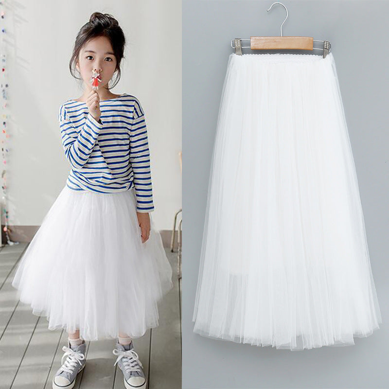 Girls' Long Mesh Princess Skirt with Soft Cotton Lining