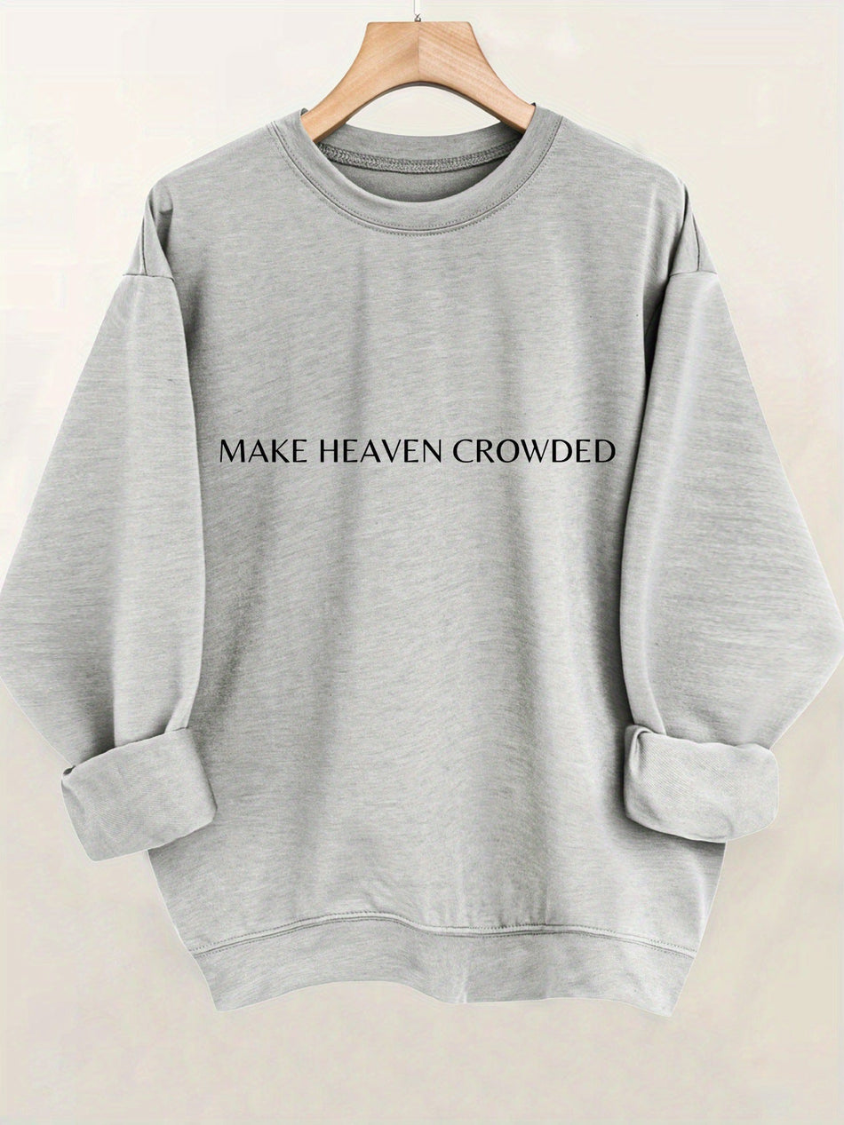 Women's Chic Letter Print Crew Neck Cotton Sweatshirt