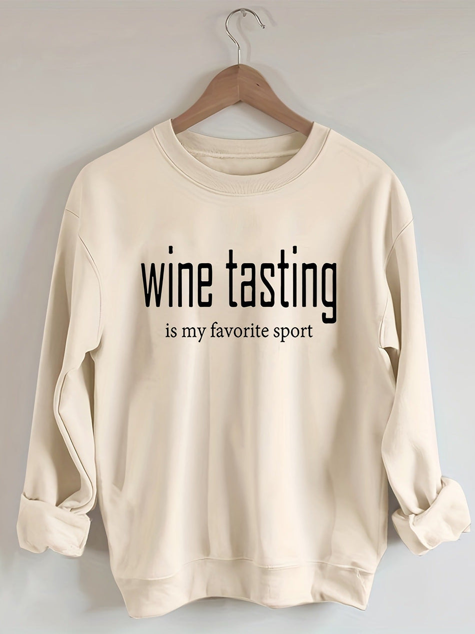 Women's Wine Tasting Art Print Casual Long Sleeve Sweatshirt