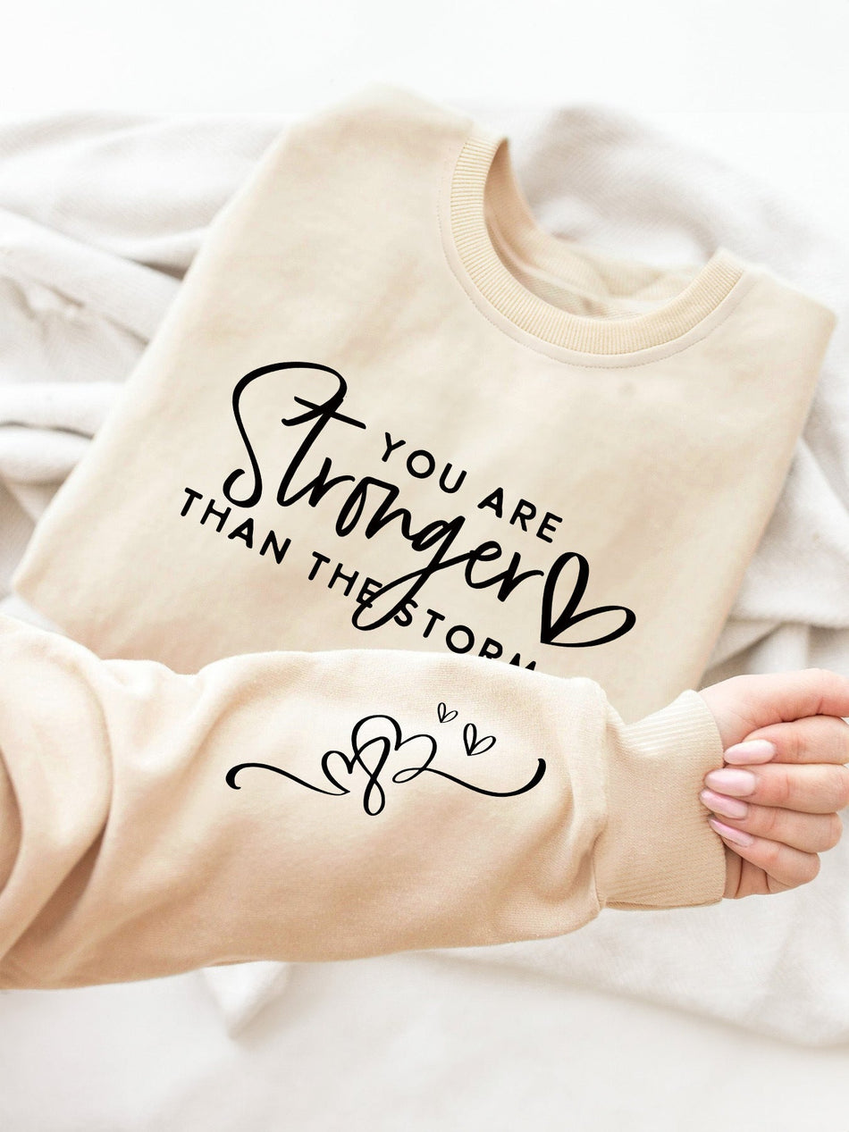 Women's Cozy Letter Print Crew Neck Casual Sweatshirt