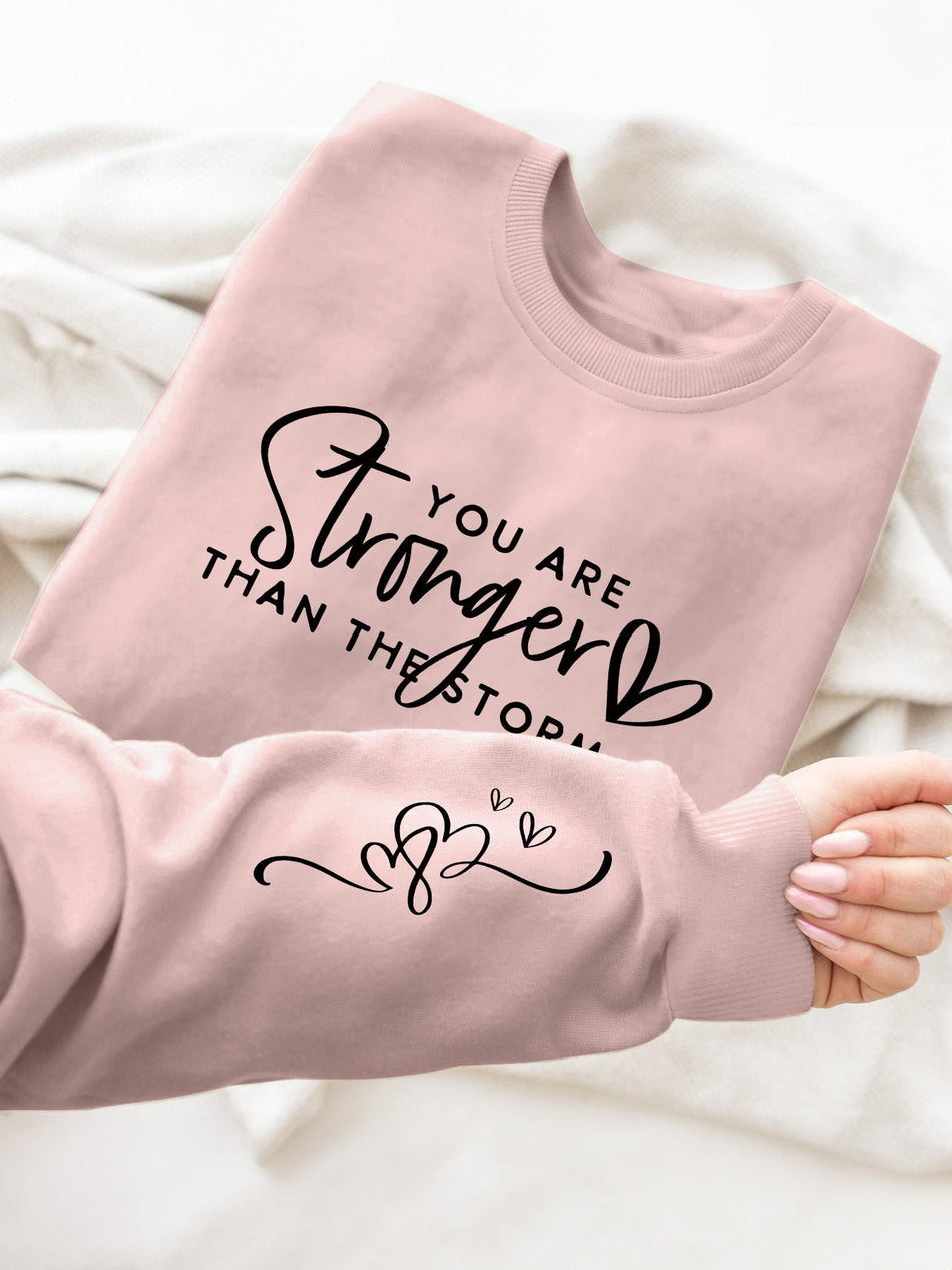 Women's Cozy Letter Print Crew Neck Casual Sweatshirt