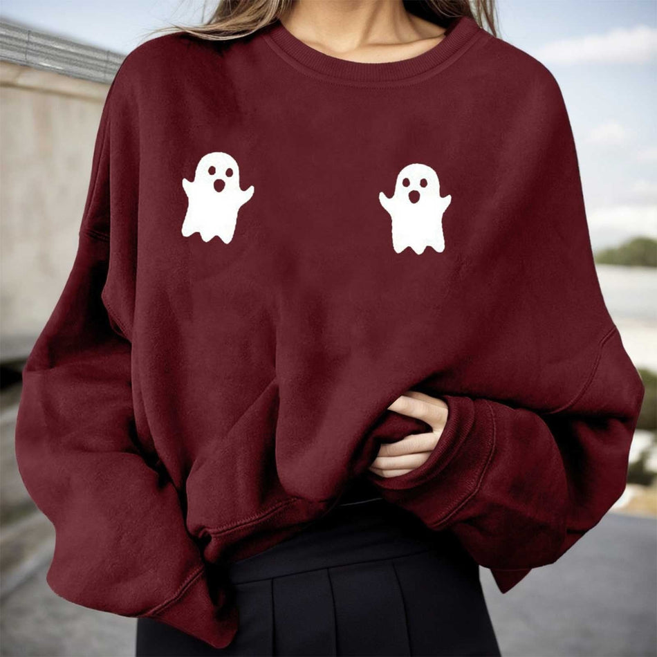 Women's Loose Fit Halloween Pullover Crew Neck Sweatshirt