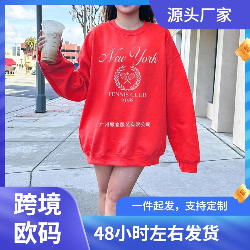 Women's New York Tennis Club Letter Print Casual Sweatshirt
