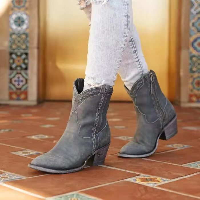 Women's Winter High Heel Joker Boots Thick Low Heel