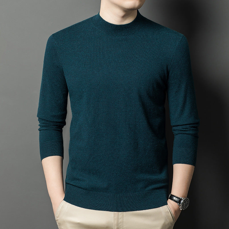Men's Wool Blend High-Elasticity Round-Neck Sweater