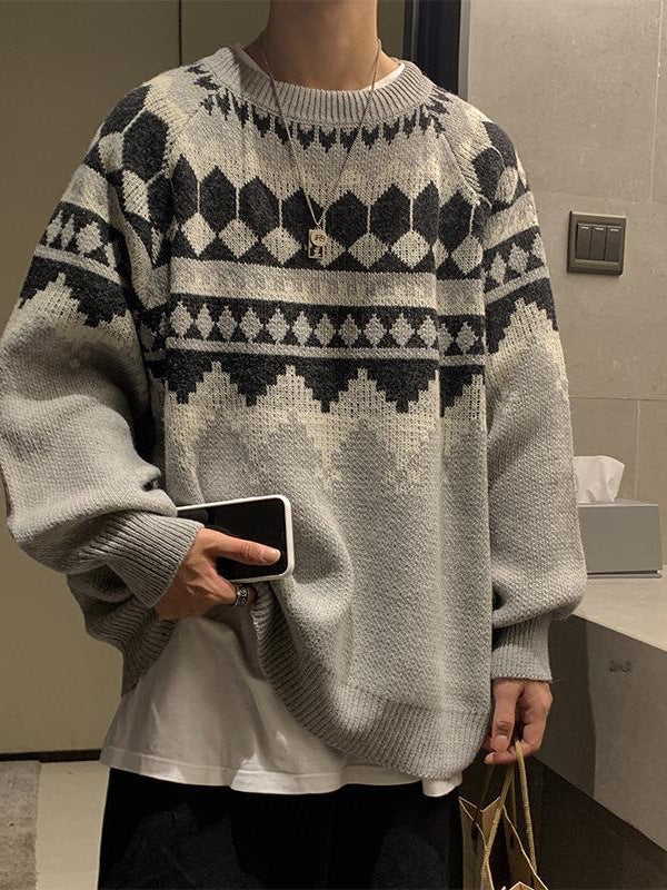 Men's Korean-Style Loose Long-Sleeve Sweater
