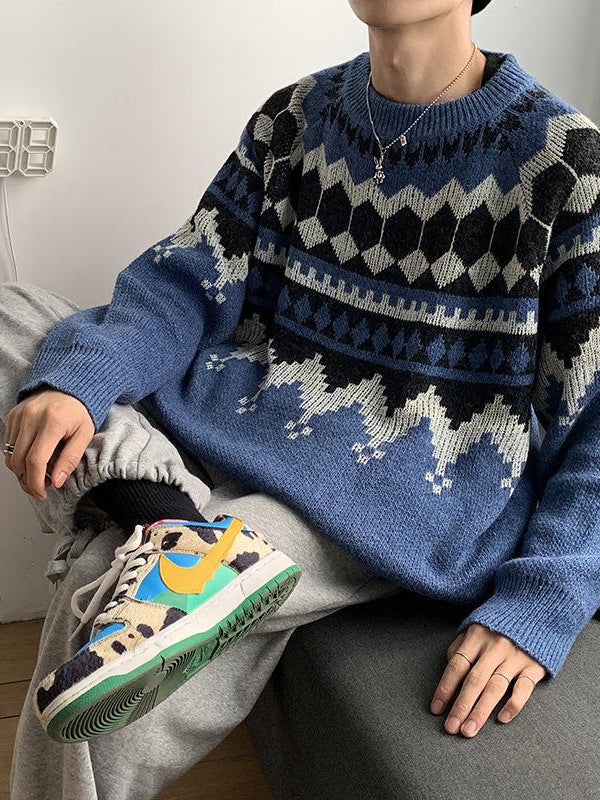 Men's Korean-Style Loose Long-Sleeve Sweater