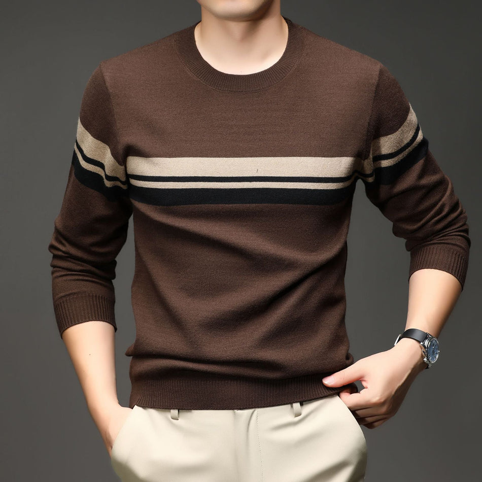 Men's Embroidered Straight-Fit Crewneck Knit Sweater