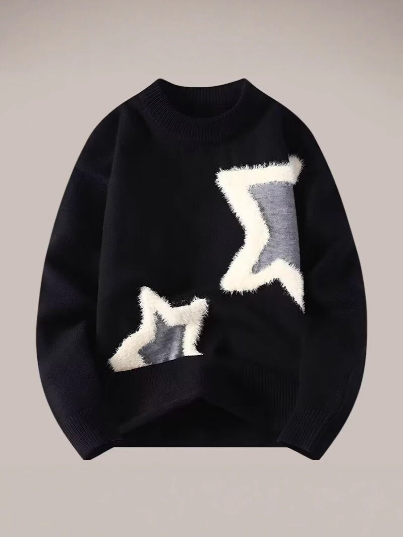 Men's Korean-Style Loose Round-Neck Long-Sleeve Sweater