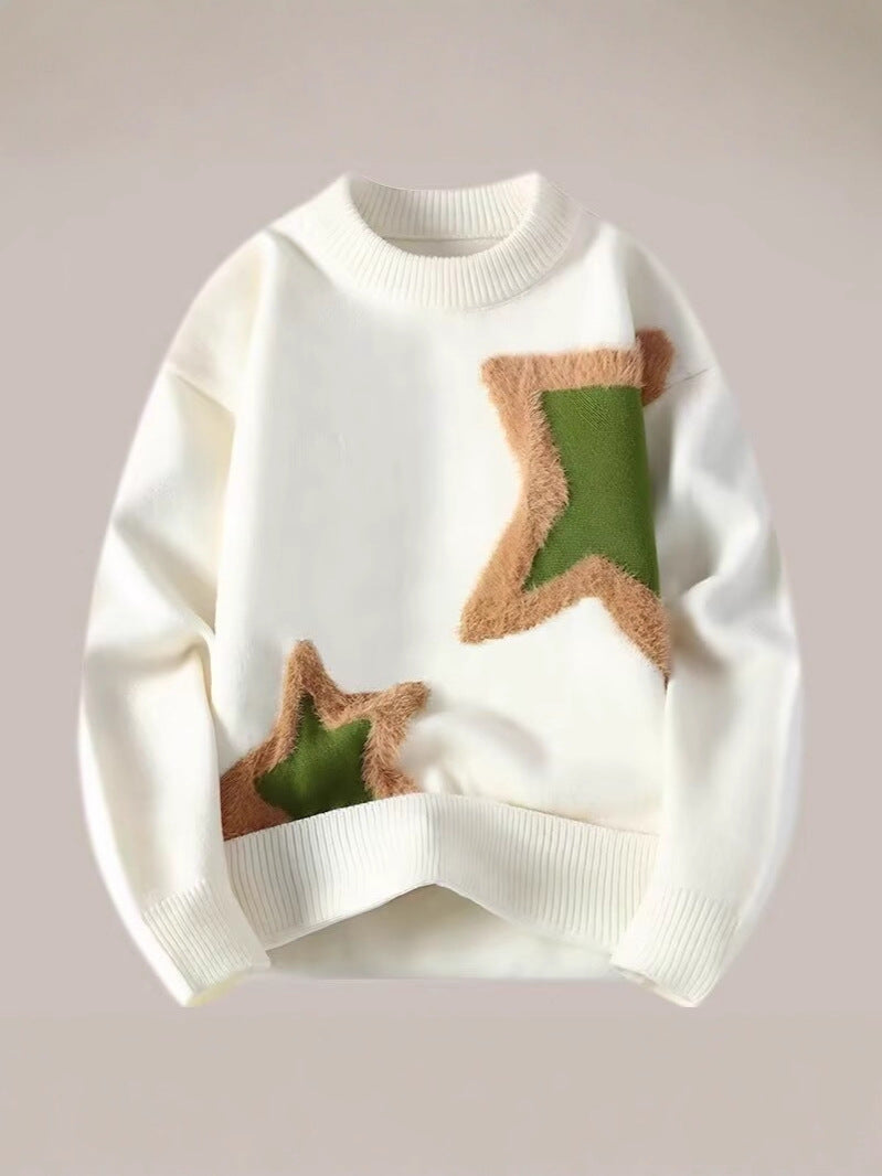 Men's Korean-Style Loose Round-Neck Long-Sleeve Sweater