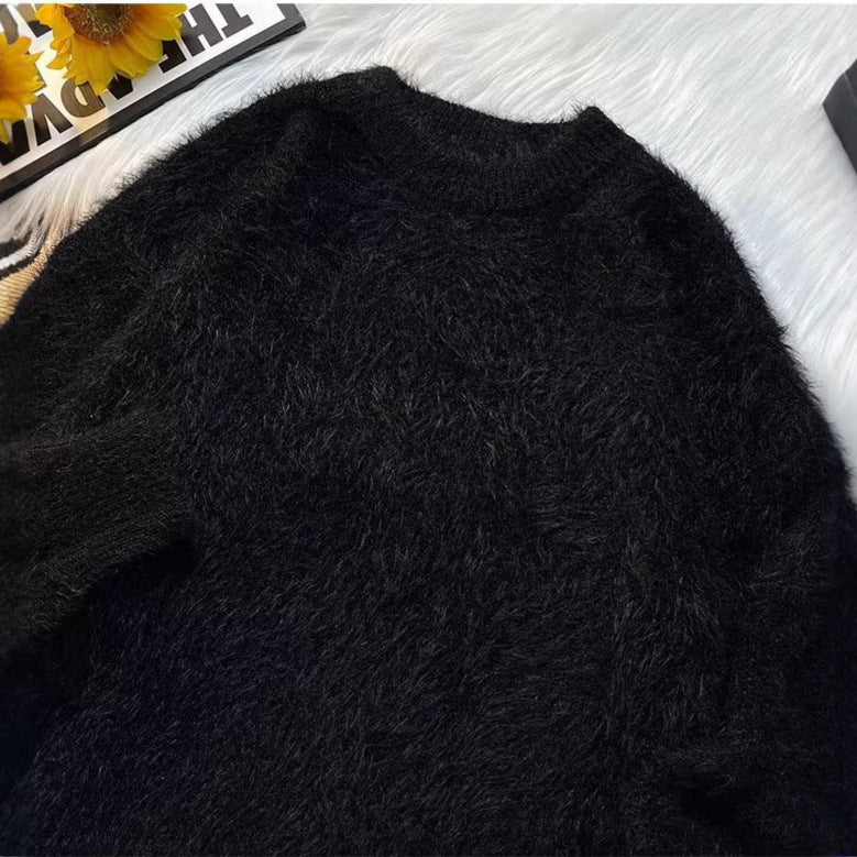 Men's Japanese Retro Soft Velvet Crewneck Sweater