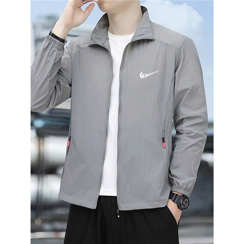 Men's Summer Ice Silk Stand-Collar Sun-Protective Outdoor Jacket