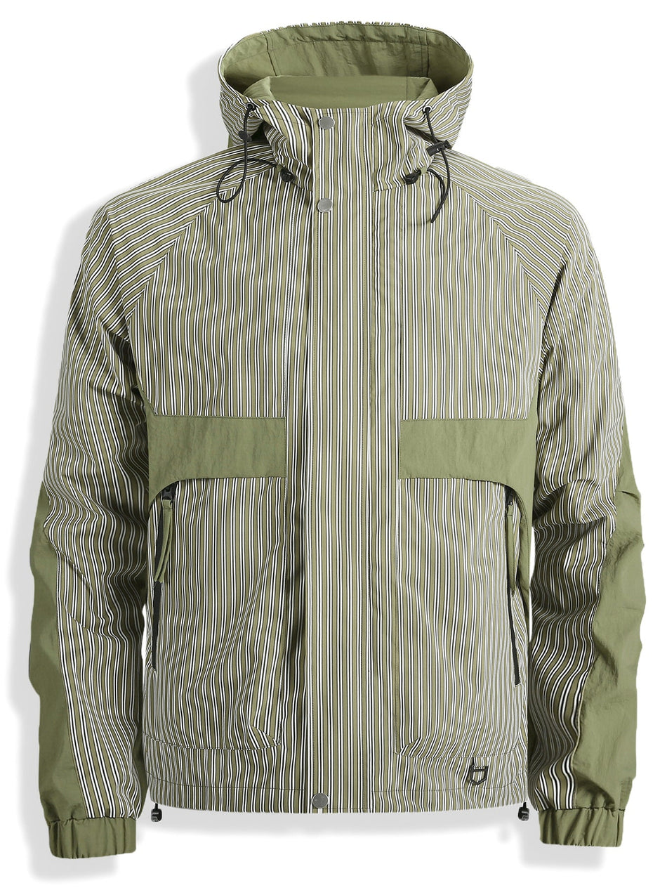 Men's Hooded Striped Lightweight Outdoor Jacket
