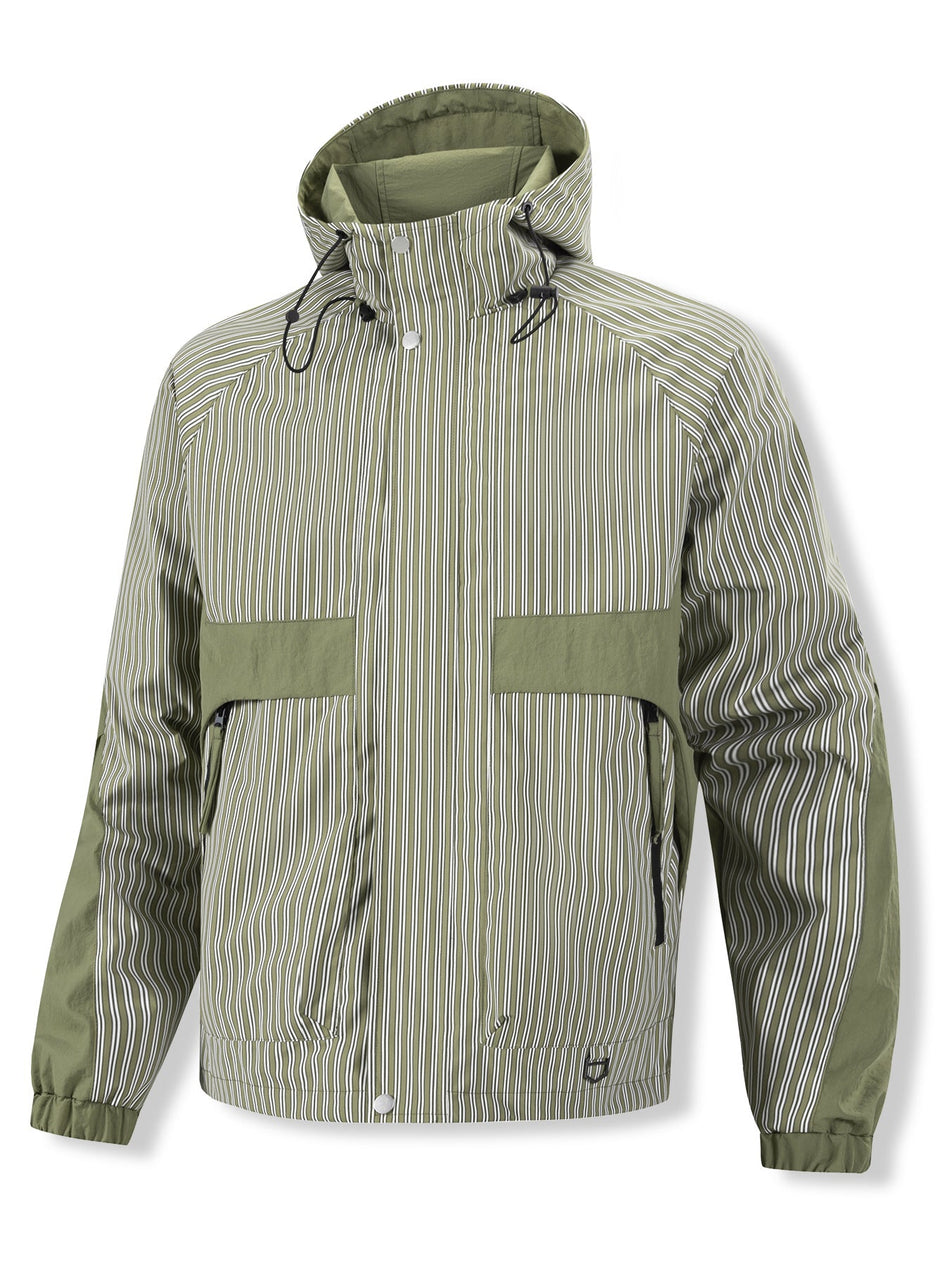 Men's Hooded Striped Lightweight Outdoor Jacket