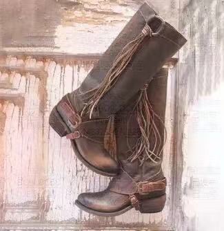 Women's Square Heel Knee High Boots with Comfortable Low Heel