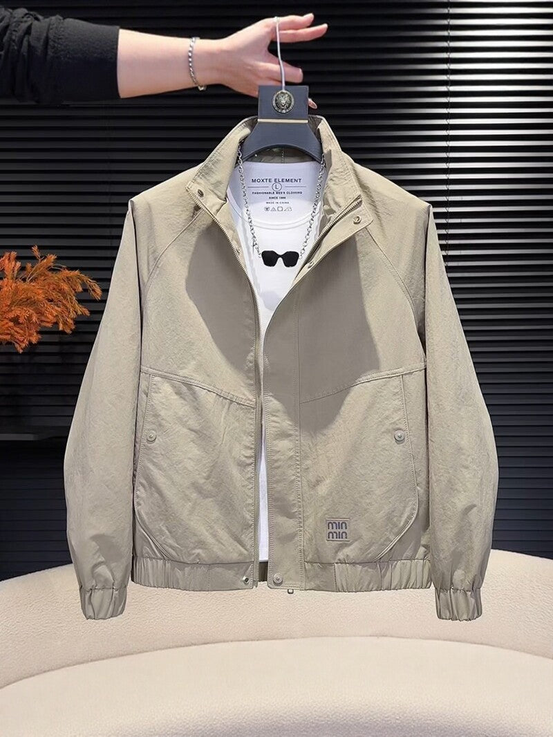 Men's Weather-Resistant Stand-Collar Zip-Front Casual Jacket