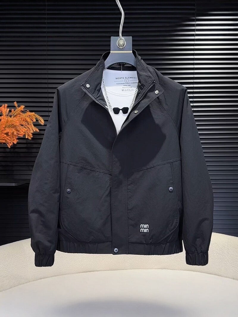Men's Weather-Resistant Stand-Collar Zip-Front Casual Jacket