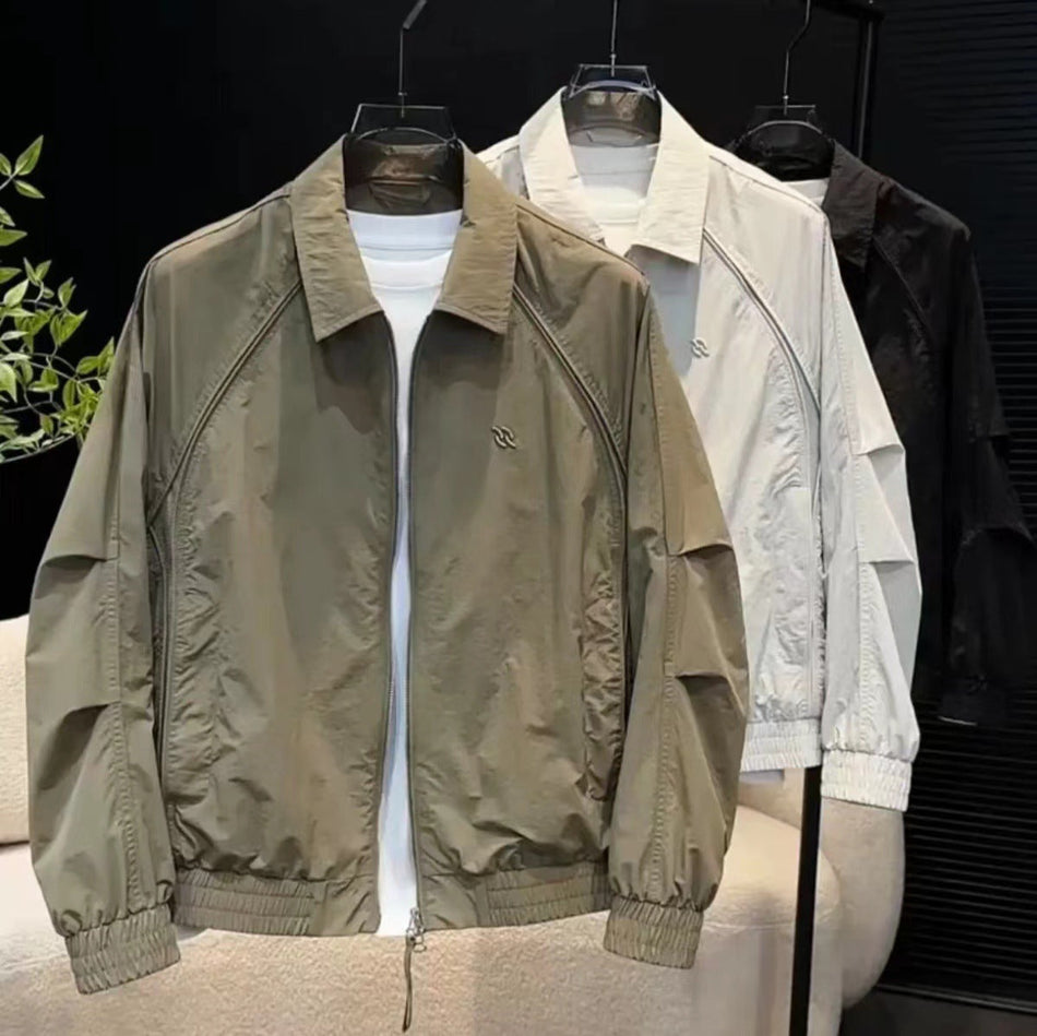 Men's Loose Color-Matched Line-Spliced Korean Jacket