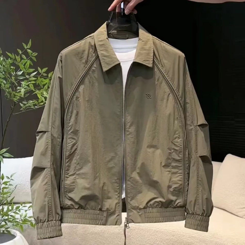 Men's Loose Color-Matched Line-Spliced Korean Jacket