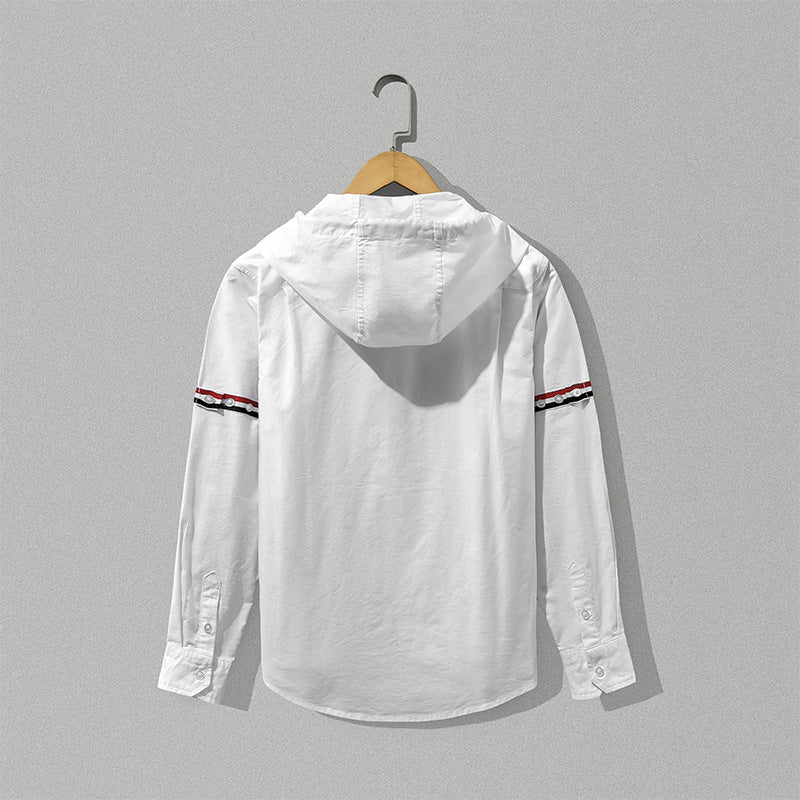 Men's 100% Cotton Hooded Zip-Up Casual Jacket
