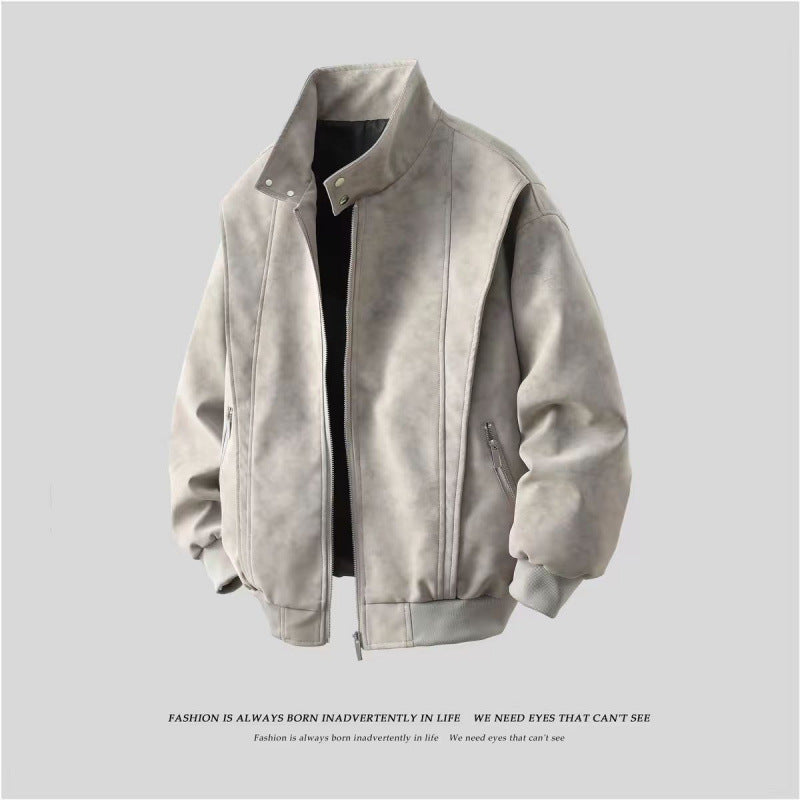 Men's Loose Stand-Collar Washed Korean Jacket