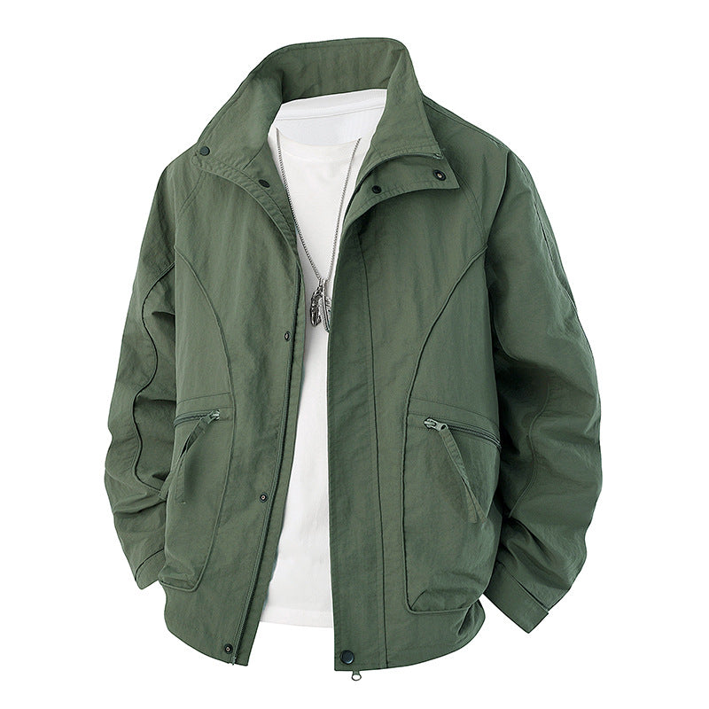 Men's Fitted Stand-Collar 100% Nylon Jacket