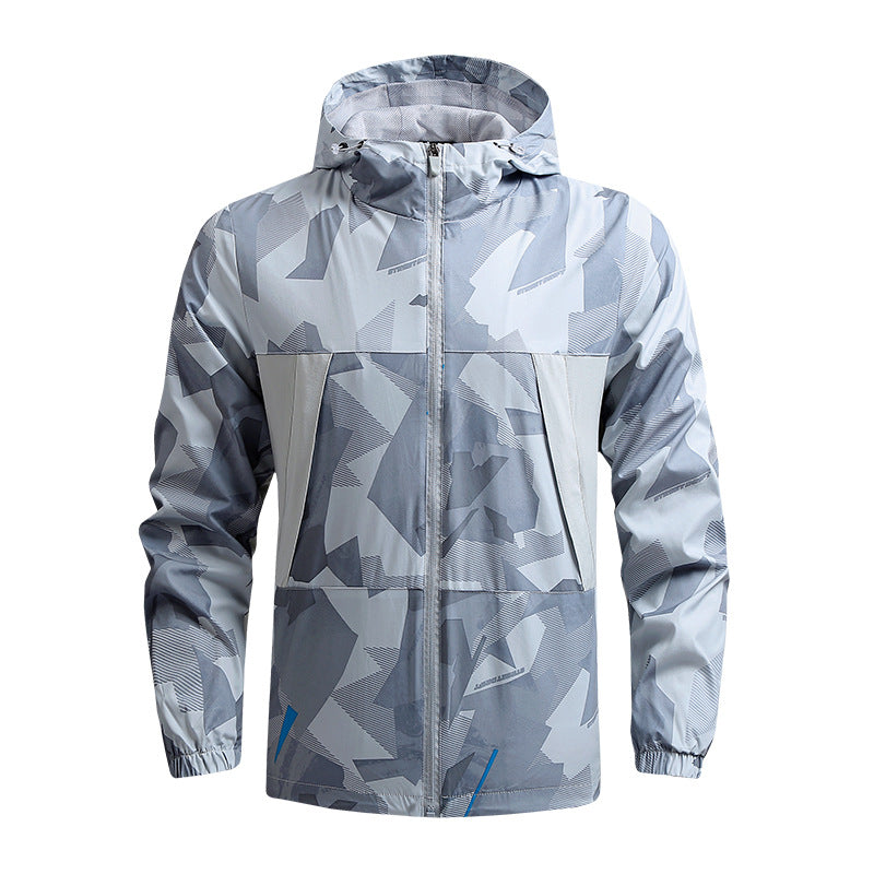 Men's Loose Hooded Floral Printed Windproof Sports Jacket