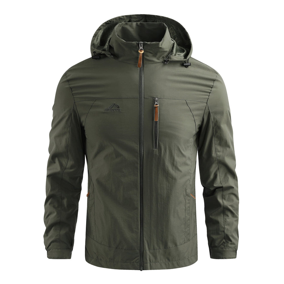 Men's Loose Hooded Nylon-Cotton Multi-Pocket Sports Jacket