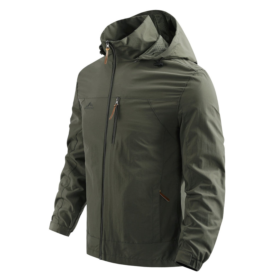 Men's Loose Hooded Nylon-Cotton Multi-Pocket Sports Jacket