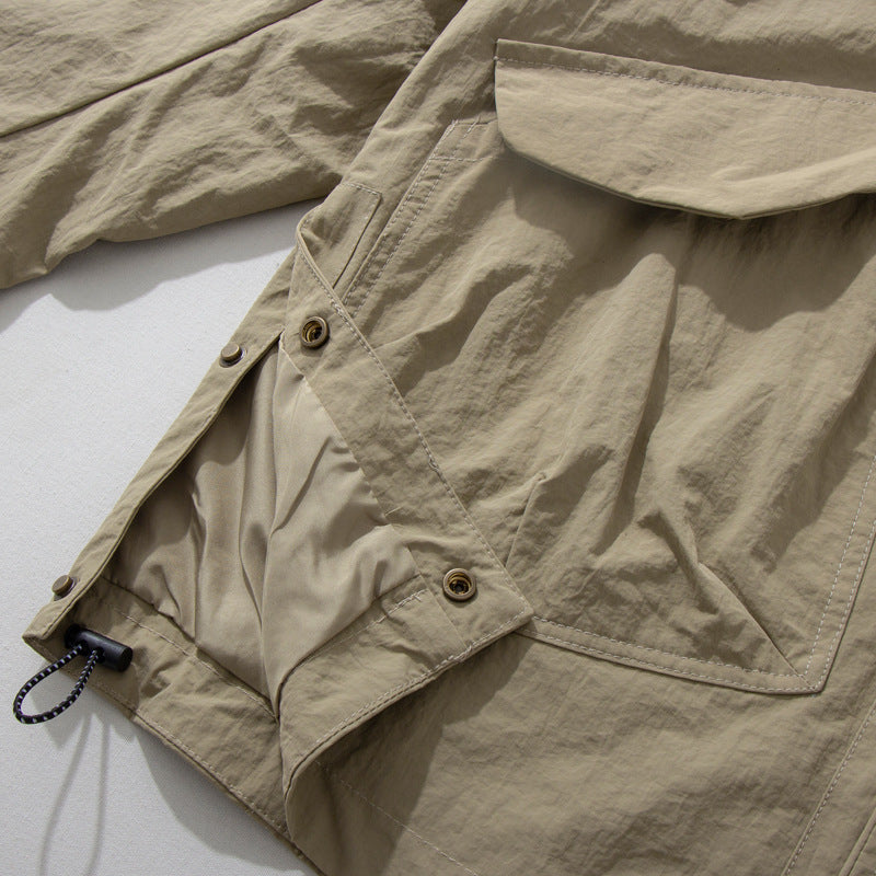 Men's Loose Collarless Waterproof Japanese Workwear Jacket