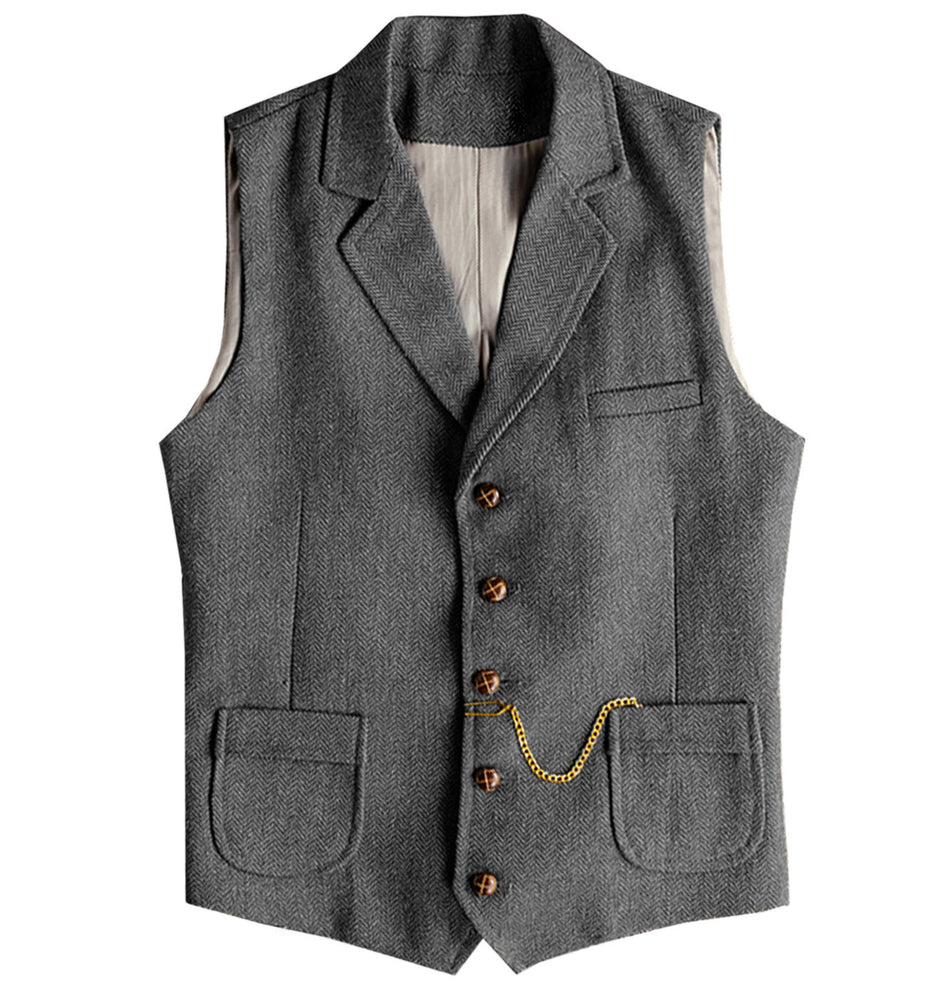 Men's Slim Flat-Lapel Single-Breasted Suit Vest