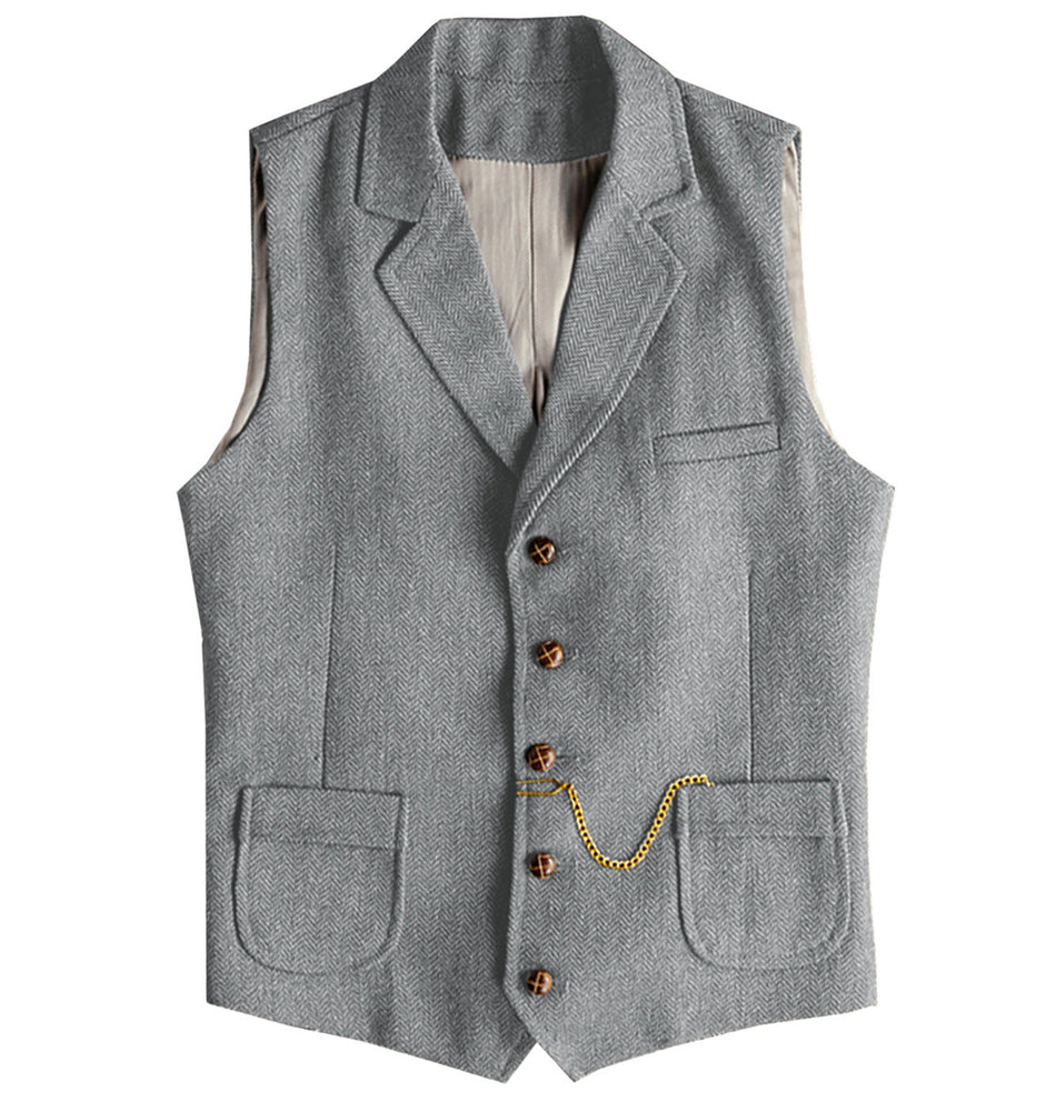 Men's Slim Flat-Lapel Single-Breasted Suit Vest