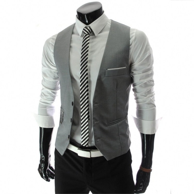 Men's Slim British-Style V-Neck Chain-Decorated Suit Vest