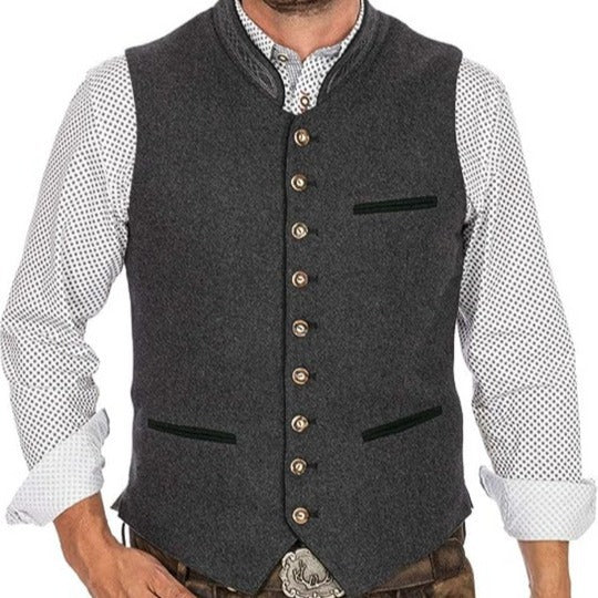 Men's Slim V-Neck Single-Breasted Light Business Suit Vest