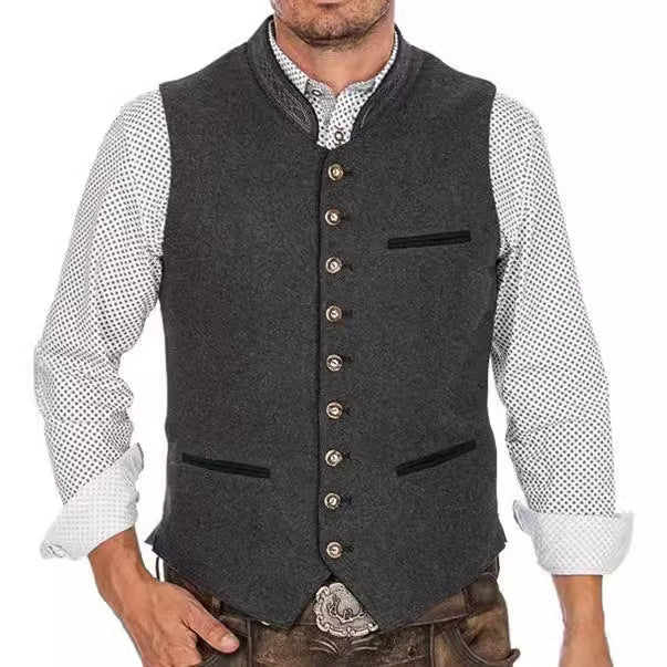 Men's Slim V-Neck Single-Breasted Light Business Suit Vest