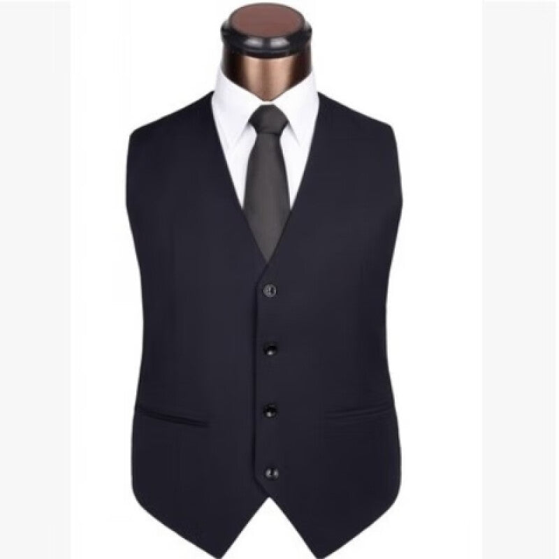 Qian Hong Men's Slim Collarless Non-Iron Business Casual Suit