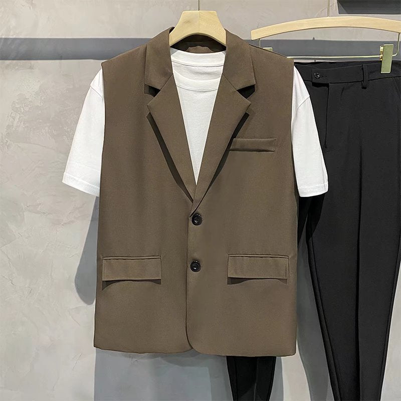 Men's Loose V-Neck Non-Iron English Style Suit Vest