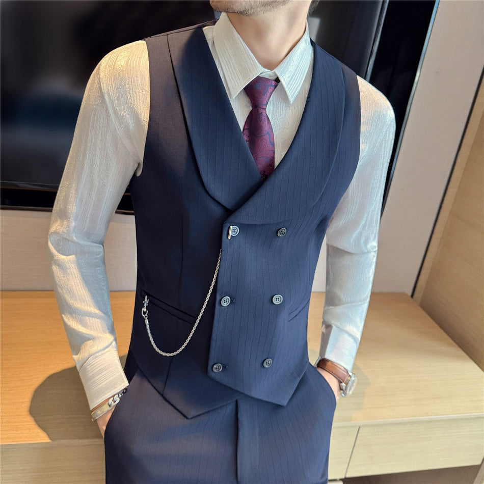 Men's Slim Double-Breasted Light Business Suit Vest