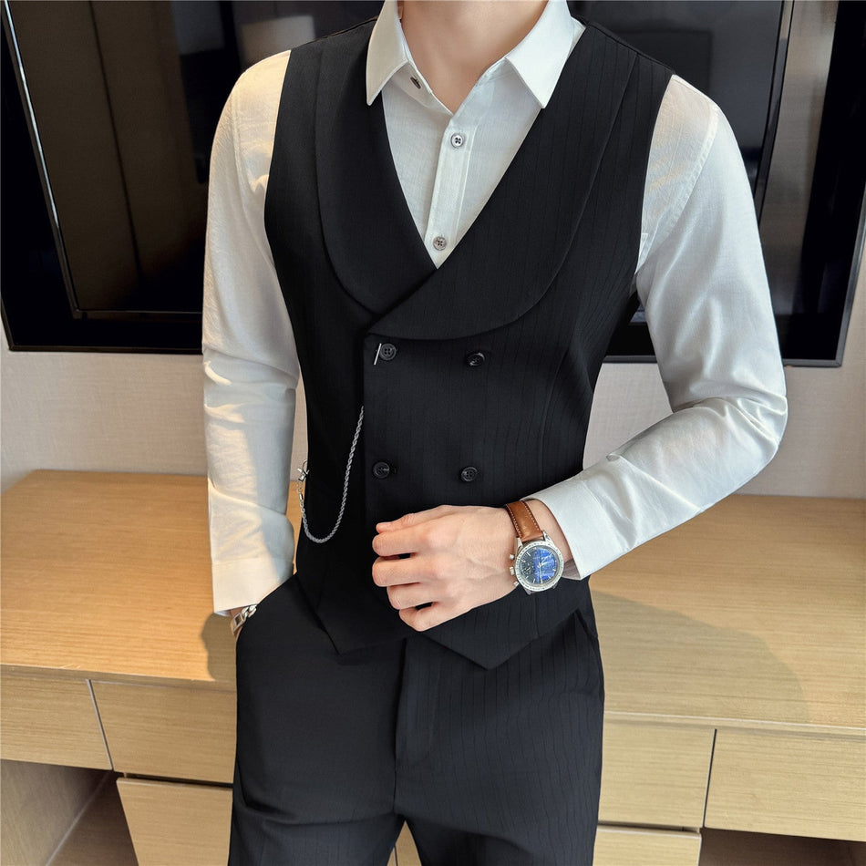 Men's Slim Double-Breasted Light Business Suit Vest