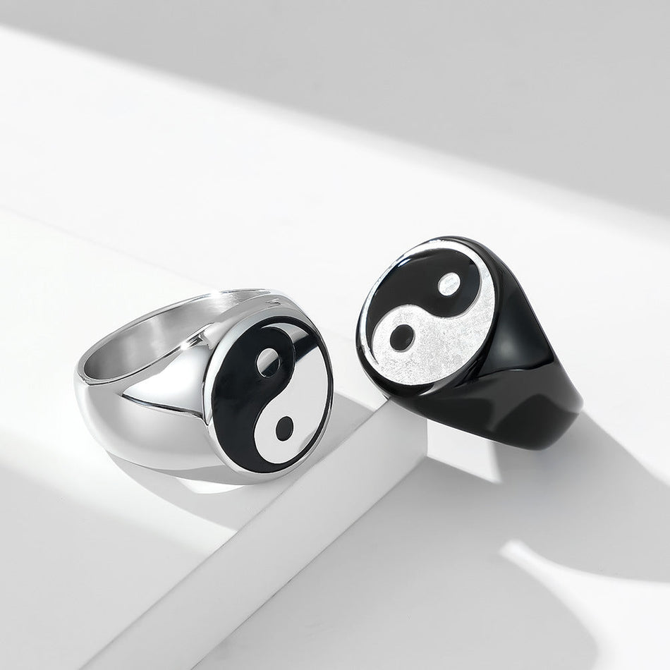 Men's Taiji Bagua Titanium Steel Stainless Steel Statement Ring
