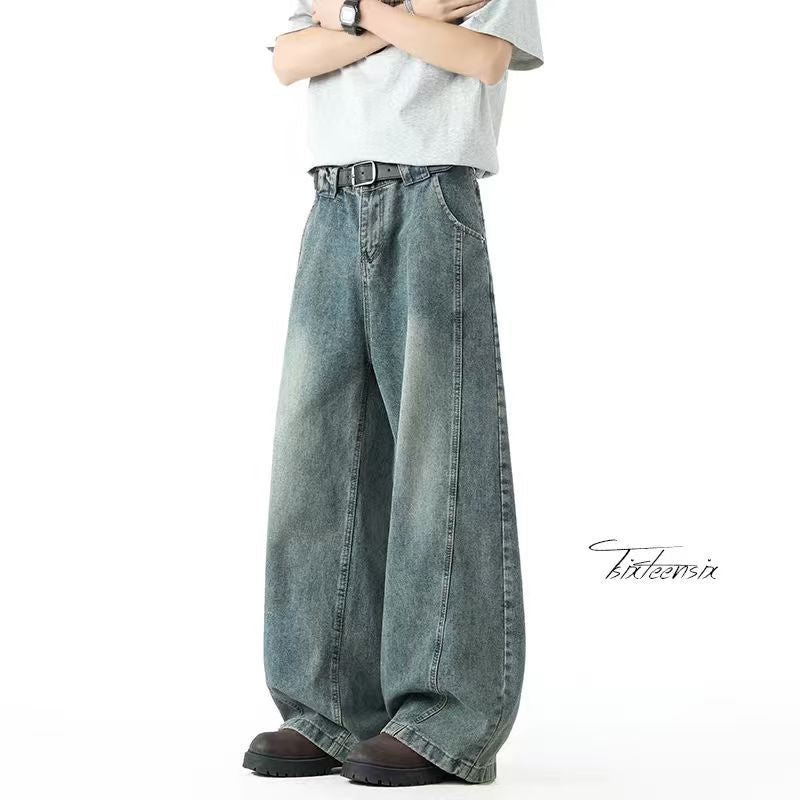 Men's High-Waist Super-Elastic Straight-Leg Retro Denim Jeans