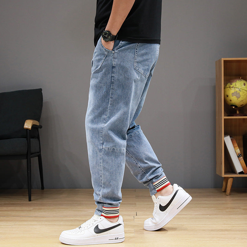 Men's Plus-Size High-Stretch Ankle-Length Tapered Jeans