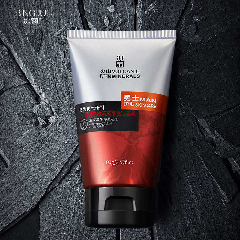 Men's Volcanic Mud Mineral Facial Cleanser, Deep Cleansing