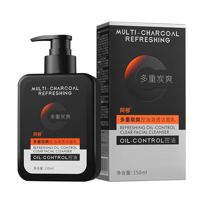 Men's Multi-Charcoal Oil Control Facial Cleanser, Gentle Foam