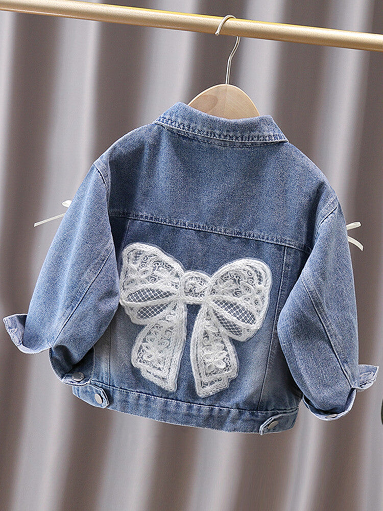 Girls' Cartoon Denim Jacket, Casual Cotton Top for Summer