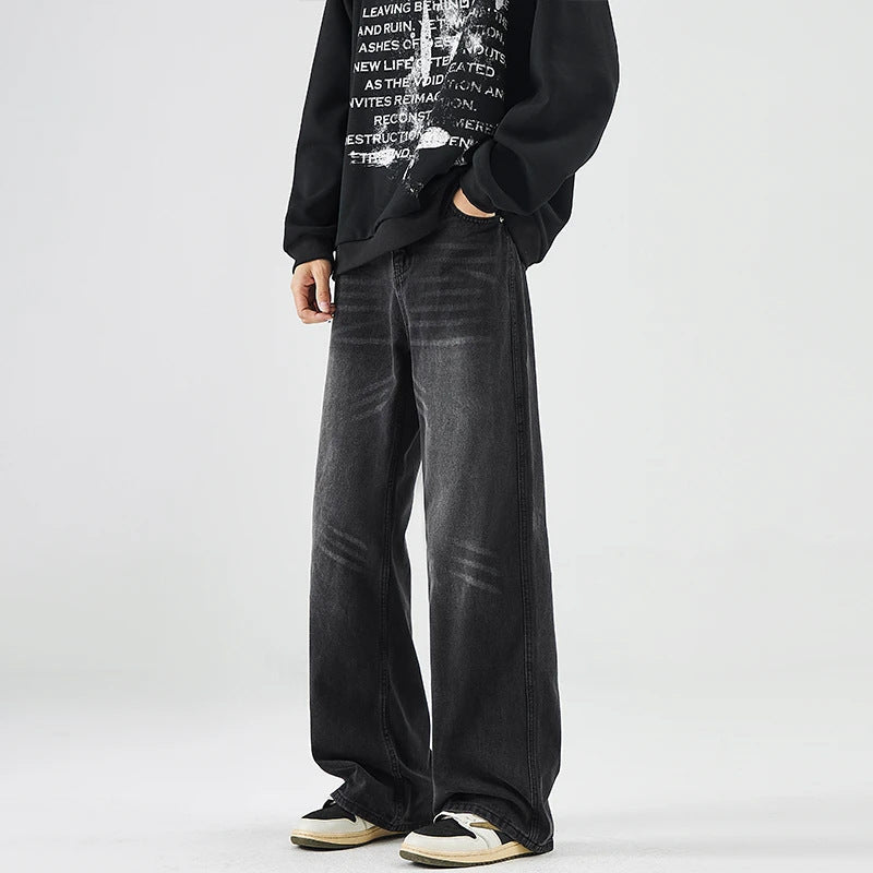 Men's Mid-Rise Micro-Stretch Washed Retro Straight-Leg Jeans