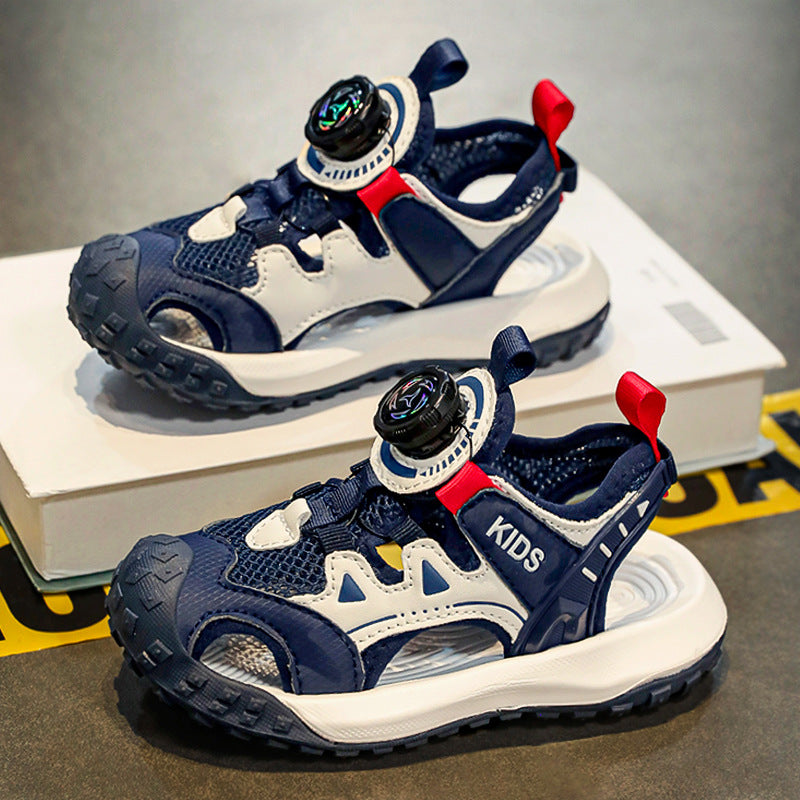 Boys' Sports Sandals, PU Beach Shoes with Rubber Sole