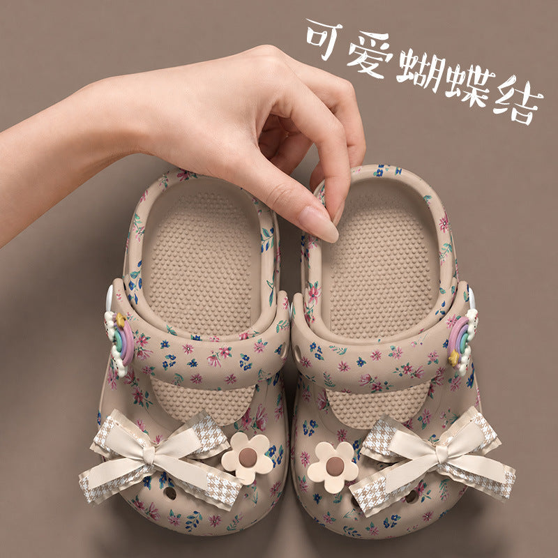 Girls' Floral Bow Clogs, EVA Mary Jane Sandals for All Seasons